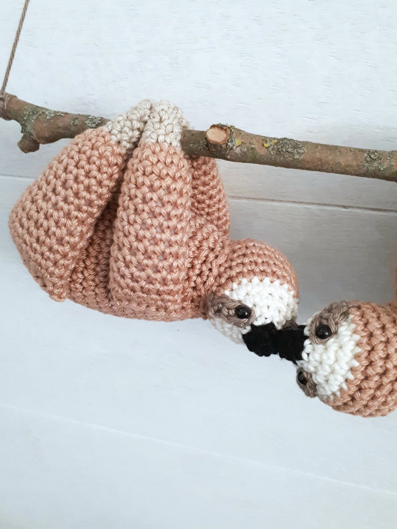 Sloths couple on a branch crochet pattern, diy amigurumi Valentine's day gift, digital download image 6