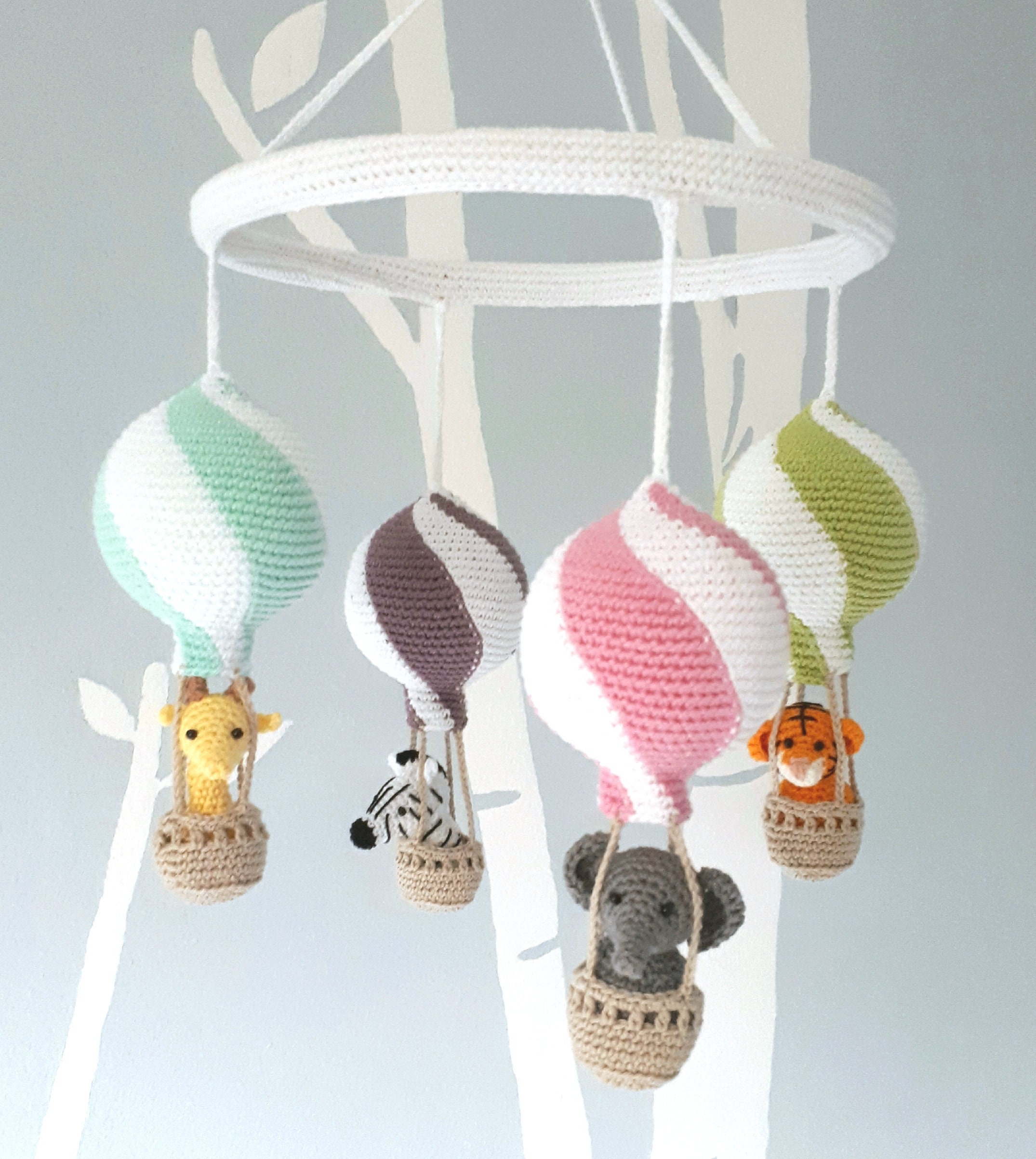Hot Air Balloon Baby Mobile Crochet Pattern Nursery Mobile - Etsy Sweden