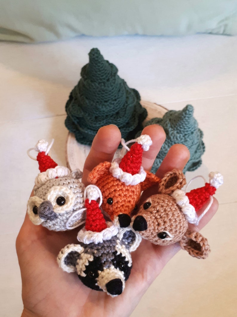 Christmas Animals Tree Ornaments Crochet Pattern Diy Holiday Etsy