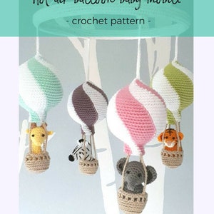 Hot air balloon baby mobile crochet pattern, nursery mobile tutorial, diy hot air balloon mobile image 3