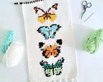 Vintage Butterflies Crochet Pattern for DIY Wall Hanging Decor