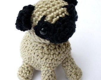 Crochet pug pattern, amigurumi dog, stuffed animal pattern, crochet pug tutorial