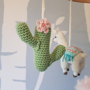 Llama baby mobile crochet pattern, llama nursery mobile pattern, diy crib mobile, baby mobile digital download, boho nursery decor image 8