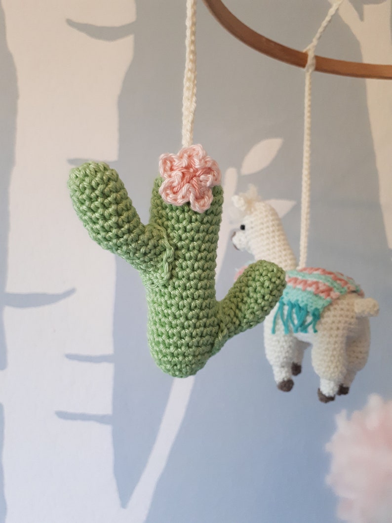 Llama baby mobile crochet pattern, llama nursery mobile pattern, diy crib mobile, baby mobile digital download, boho nursery decor image 8