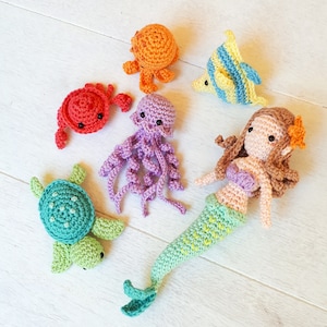 Under the sea baby mobile crochet pattern, Mermaid and sea creatures nursery mobile crochet pattern, diy baby mobile image 2