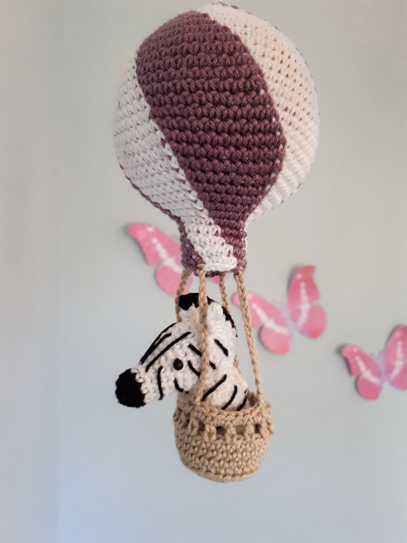 Hot air balloon baby mobile crochet pattern, nursery mobile tutorial, diy hot air balloon mobile image 5