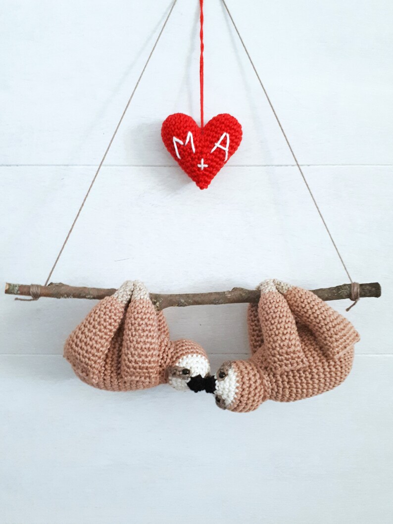 Sloths couple on a branch crochet pattern, diy amigurumi Valentine's day gift, digital download image 8