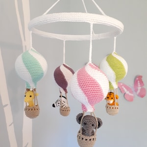 Hot air balloon baby mobile crochet pattern, nursery mobile tutorial, diy hot air balloon mobile image 4