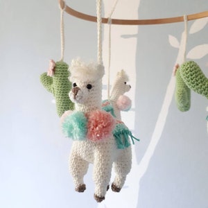 Llama baby mobile crochet pattern, llama nursery mobile pattern, diy crib mobile, baby mobile digital download, boho nursery decor image 10