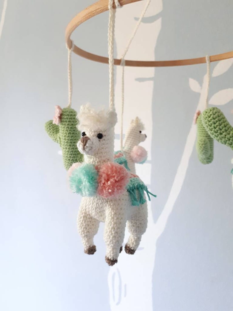 Llama baby mobile crochet pattern, llama nursery mobile pattern, diy crib mobile, baby mobile digital download, boho nursery decor image 10