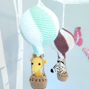 Hot air balloon baby mobile crochet pattern, nursery mobile tutorial, diy hot air balloon mobile image 8