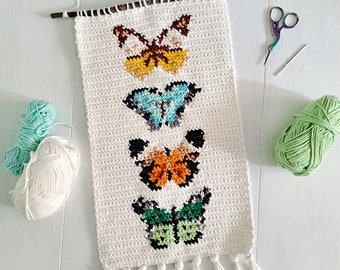 Crochet Pattern | Butterflies Wall Hanging | Wall Hanging Crochet Pattern | Butterflies Crochet Pattern | Vintage Home Decor DIY