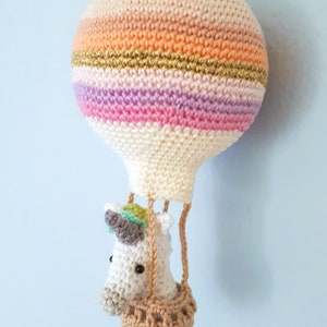 Crochet pattern amigurumi unicorn in a hot air balloon, baby shower decoration, pdf file instant download image 7