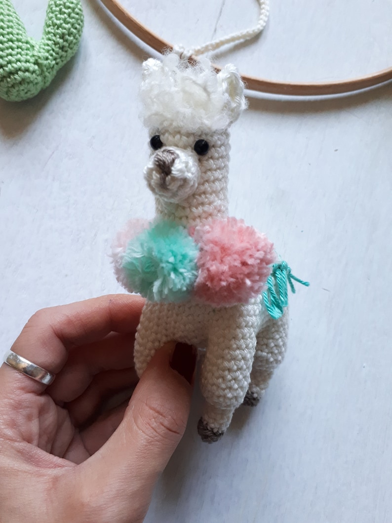 Llama baby mobile crochet pattern, llama nursery mobile pattern, diy crib mobile, baby mobile digital download, boho nursery decor image 5