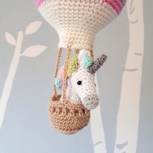 Crochet pattern amigurumi unicorn in a hot air balloon, baby shower decoration, pdf file instant download image 9