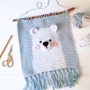 Polar Bear Crochet Wall Hanging Pattern for Baby Room Digital Download
