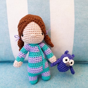 Sleepy Jenny amigurumi doll crochet pattern, crochet doll pdf pattern, amigurumi doll digital download image 1