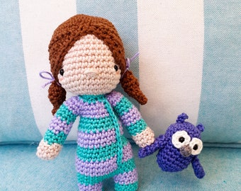 Sleepy Jenny amigurumi doll crochet pattern, crochet doll pdf pattern, amigurumi doll digital download