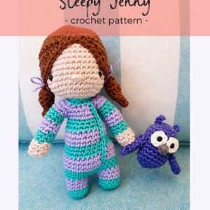 Sleepy Jenny amigurumi doll crochet pattern, crochet doll pdf pattern, amigurumi doll digital download image 2