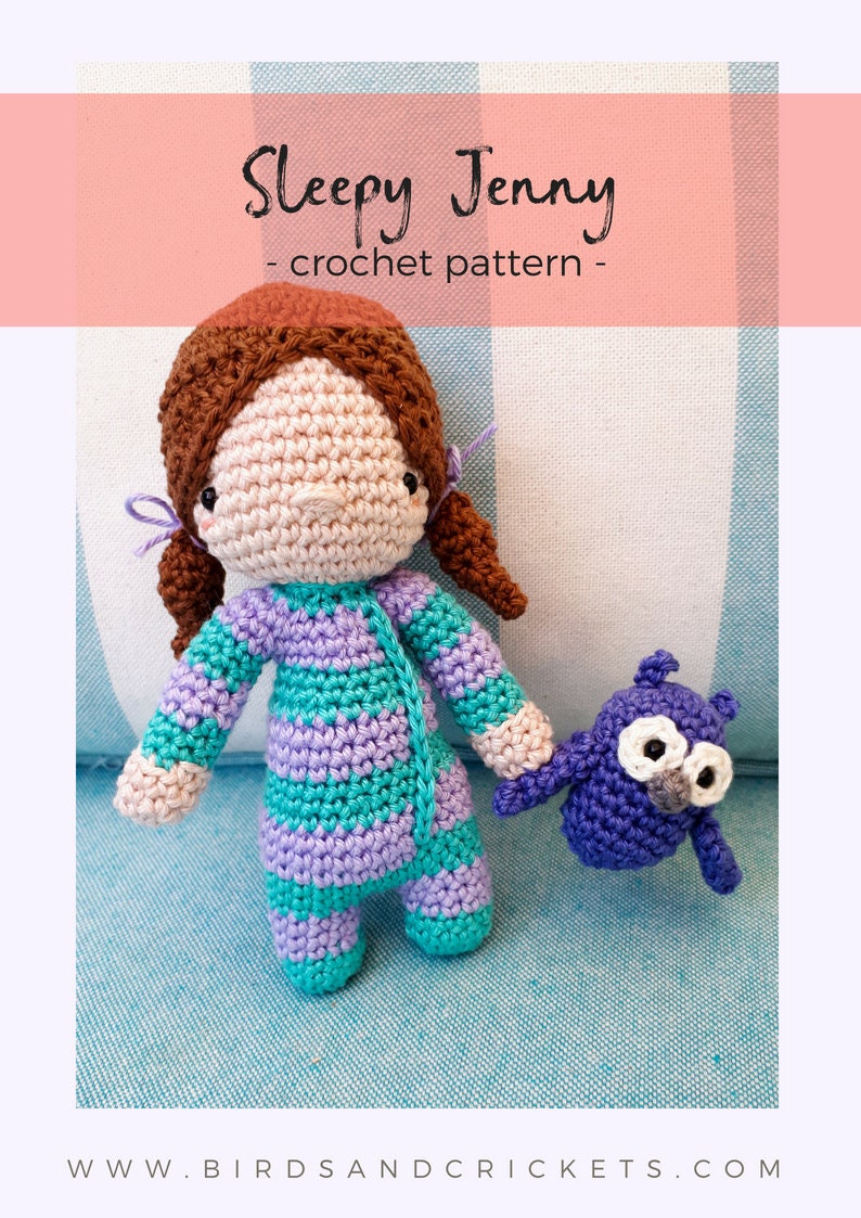 Sleepy Jenny amigurumi doll crochet pattern, crochet doll pdf pattern, amigurumi doll digital download image 2