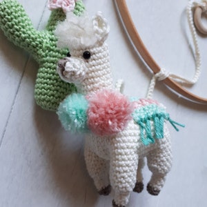 Llama baby mobile crochet pattern, llama nursery mobile pattern, diy crib mobile, baby mobile digital download, boho nursery decor image 4