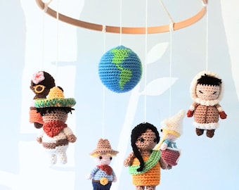 Crochet Multicultural Baby Mobile Pattern Tutorial for Nursery Decor