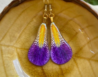 Iris Earring, Iris Jewelry, Purple Iris, Iris Gift, Bearded Iris, Resin Flower Earring, Feb Birth Flower, Floral Earring, Garden Earring