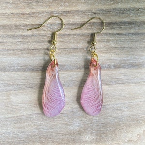 Maple Tree Seed Samaras, Helicopter Leaf Earrings, Maple Seed Jewelry, Autumn Accessories, Winged Seeds, Plant Earrings, Fall Plant Gift