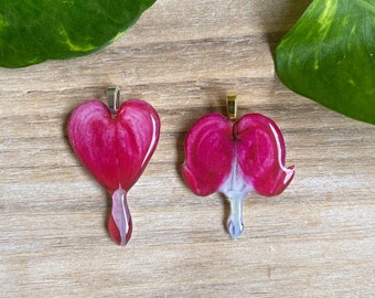 Bleeding Heart Pendant, Bleeding Heart Jewelry, Mother's Day Heart, Bleeding Heart Necklace, Heart Pendant, Resin Flower Jewelry