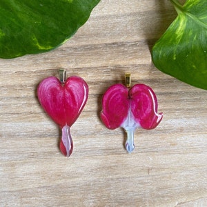 Bleeding Heart Pendant, Bleeding Heart Jewelry, Mother&#39;s Day Heart, Bleeding Heart Necklace, Heart Pendant, Resin Flower Jewelry