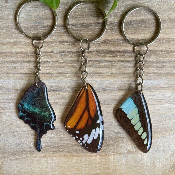 Butterfly Keychain, Wing Key Ring, Handmade Resin Bag Tag, Swallowtail Gift, Fairycore Accessory, Nature Zipper Pull, Papilio Maackii Charm