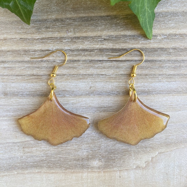 Red Gold Ginkgo Leaf Acrylic Statement Earrings main image 0