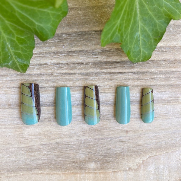 Butterfly Nail, Teal Nails, Waterslide Nail Decal, Butterfly Wing Nail Tattoo, Butterfly Nail Designs, Nail Wrap, Turquoise Nail, Nail Strip