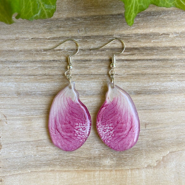 Orchid Earring, Lady Slipper, Moccasin Flower, Resin Flower Earring, Orchid Gift, Unique Pink Flower, Orchid Jewelry, Minnesota State Flower