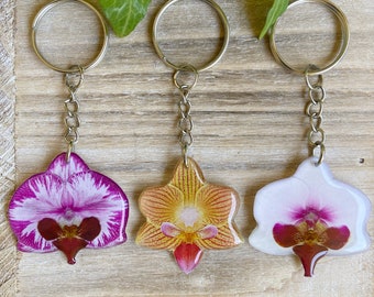 Buy Orchid Flower Keychain, Floral Key Ring, Handmade Zipper Pull