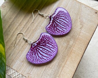 Orchid Earring, Orchid Jewelry, Purple and White Orchid, Resin Flower Earring, Orchid Gift, Floral Earring, Purple Flower Earring