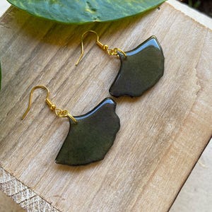 Ginkgo Leaf Earring, Ginkgo Jewelry, Green Ginkgo, Plant Earring, Inspired by Nature, Resin Leaf Jewelry, Fan Shaped Earring, Ginkgo Plant