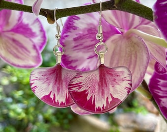 Orchid Earring, Orchid Jewelry, Red Rose Monet Orchid, Purple Orchid, Resin Flower Earring, Floral Dangle Earring, Flower Gardener Gift