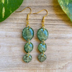 String of Turtles Dangle Earring, Peperomia Prostrata, Houseplant Jewelry, Tropical Plant Gift, Succulent Earrings, Gift for Plant Mom