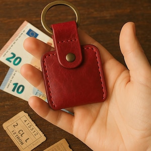Mini portafoglio, portachiavi in pelle, portamonete compatto fatto a mano, piccolo portachiavi EDC,