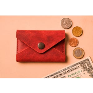 Coin Wallet, Handmade Leather Coin & Card Wallet, Small Slim Purse, Multi-Purpose Leather Pouch – Coin + Card + Cash