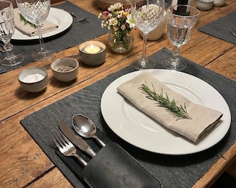 Elegante portaposate personalizzato in vera pelle - Portaposate in pelle artigianale con tocco personalizzabile