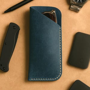 Handmade Leather Glasses Case: Slim Protective Eyeglass Sleeve
