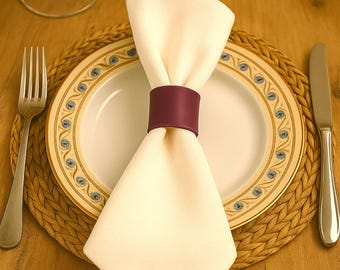 Personalized Leather Napkin Rings Set: Engraved Place Settings, Handmade