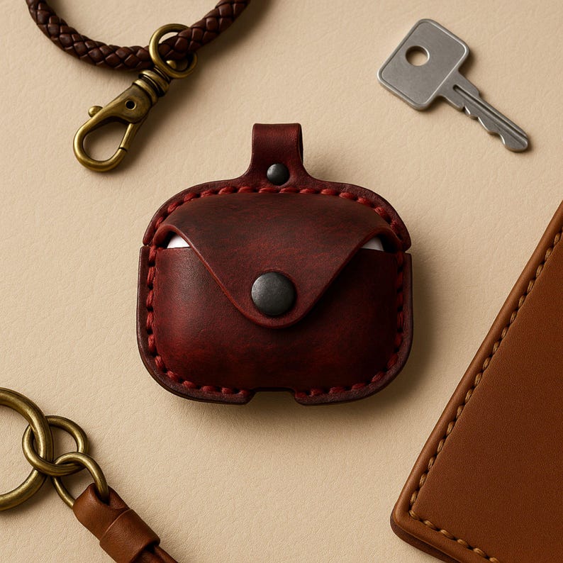 Personalized Leather Airpods Case: Handmade Full Grain Leather, 3rd/4th Gen