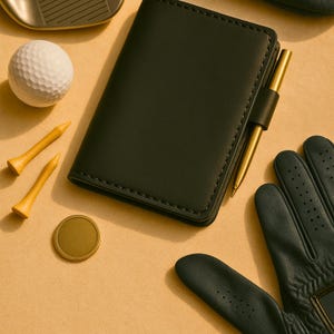 Handmade Leather Golf Yardage Book Cover: Personalized Scorecard Holder