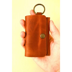 Mini Leather Card Wallet Keychain: Slim Minimalist Design