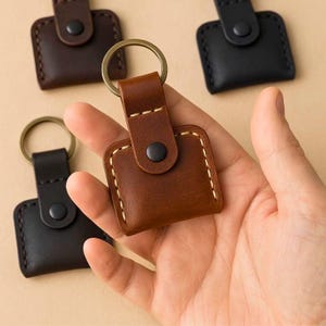 Leather Keychain Wallet, Handmade Secret Pocket Coin Purse, Handmade Leather Key Wallet, Hidden Pocket Mini Coin Pouch Gift