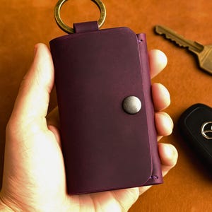Mini Leather Card Wallet Keychain: Slim Minimalist Design