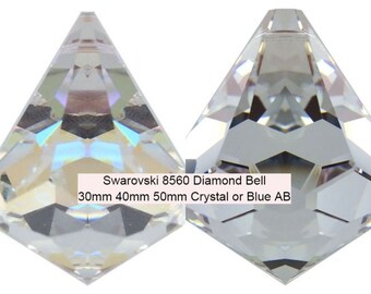 40mm 1 Swarovski Vintage GEM Shaped Pendant Bead Prism CRYSTAL CLEAR #8560 30mm